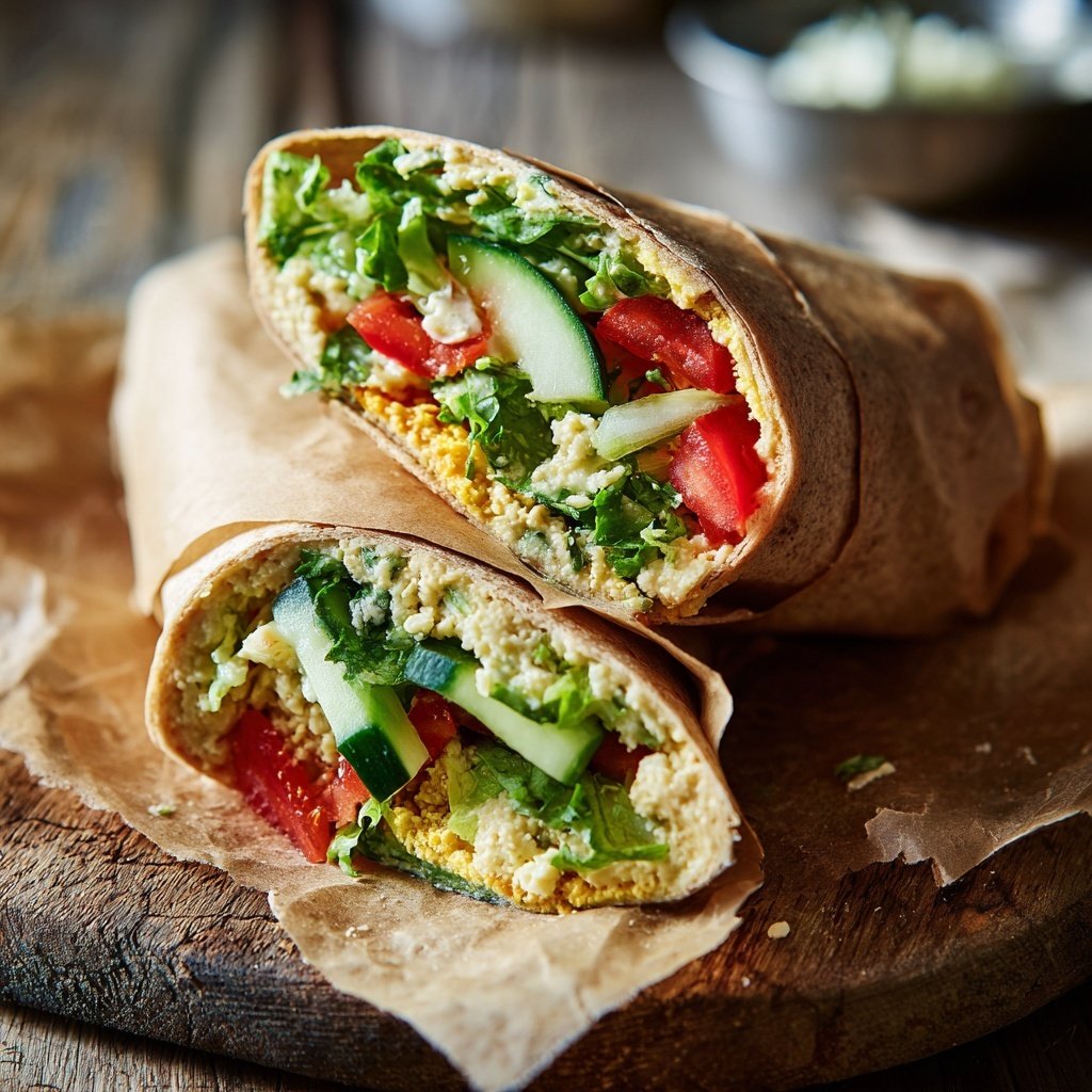 Healthy Lunch Veggie Wrap with Hummus
