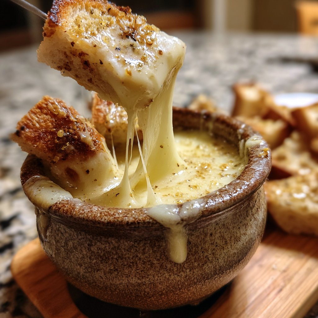 Fondue with Swiss Cheese and Garlic