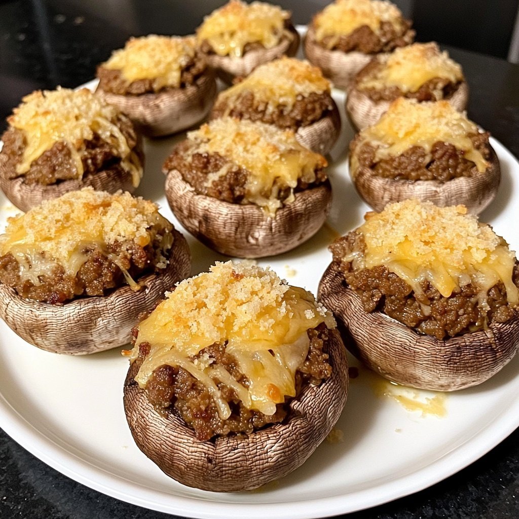 Ground Beef Stuffed Mushrooms