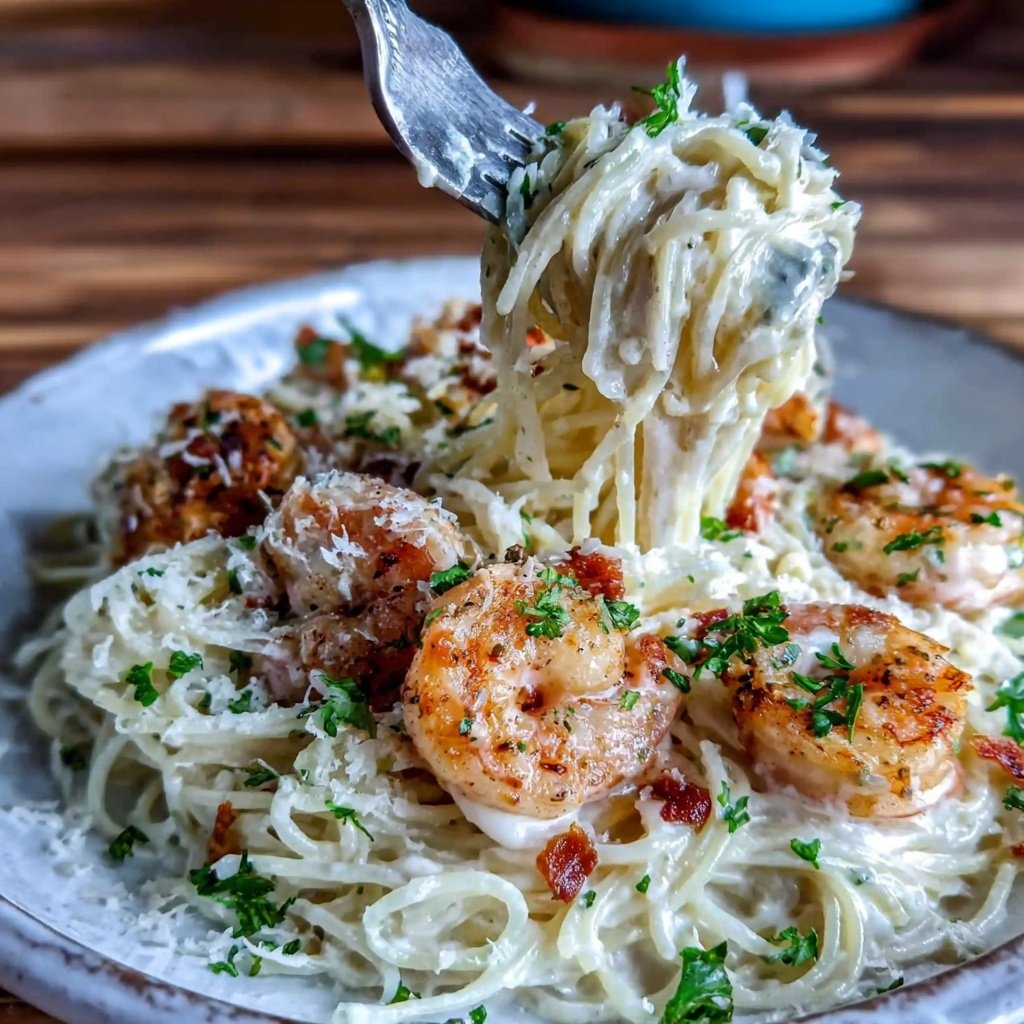 Angel Hair Pasta With Garlic Shrimp Cream