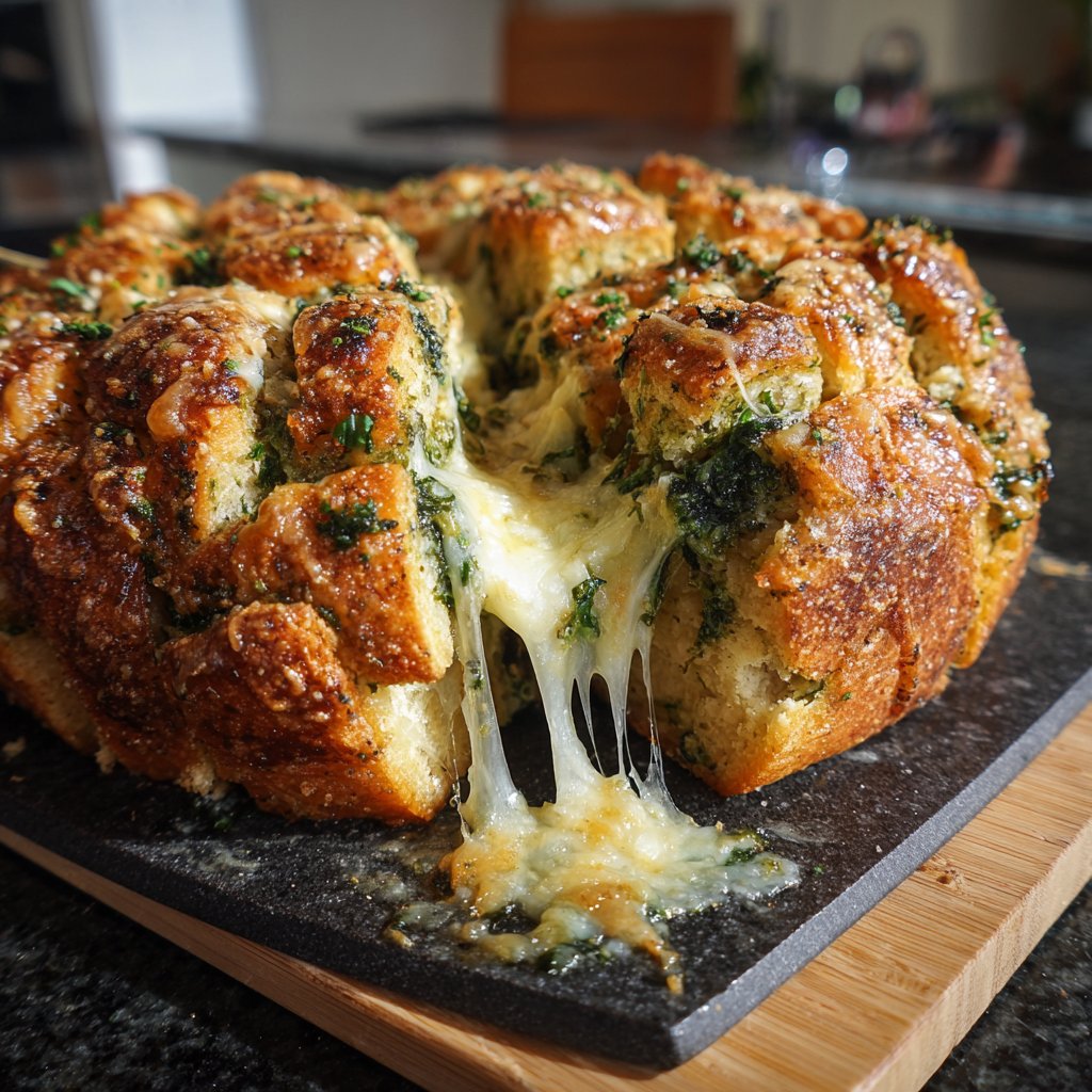 Super Bowl Cheesy Spinach Pull Apart Bread
