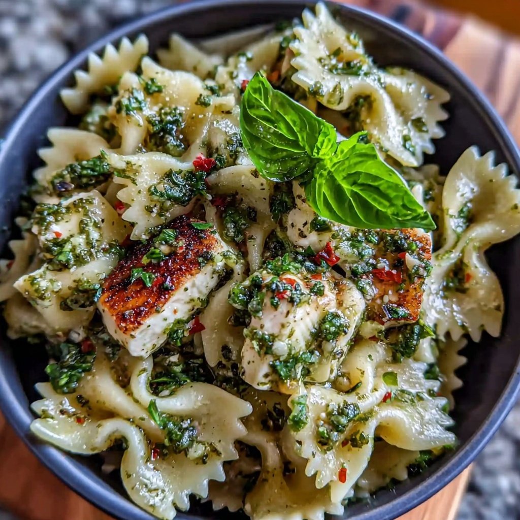 Bow Tie Pasta With Pesto And Mozzarella