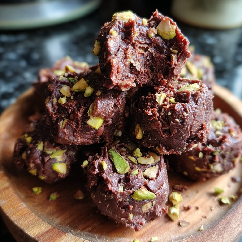 Chocolate Pistachio Fudge Bites