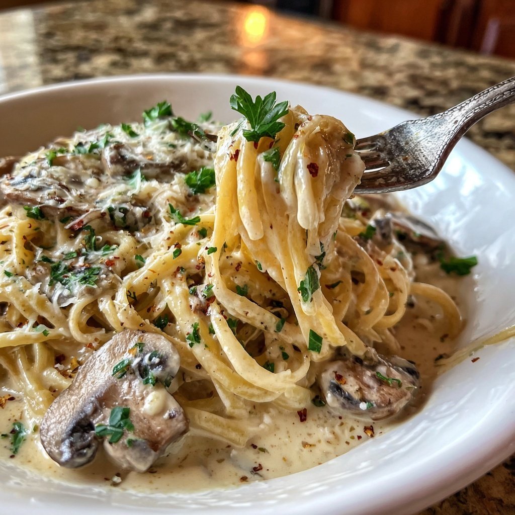 Valentine Dinner Creamy Mushroom Pasta